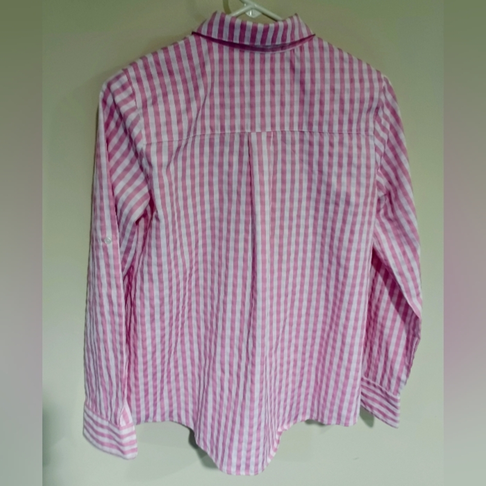 Classic Pink and White Gingham Button Down Shirt - Picture 3 of 5